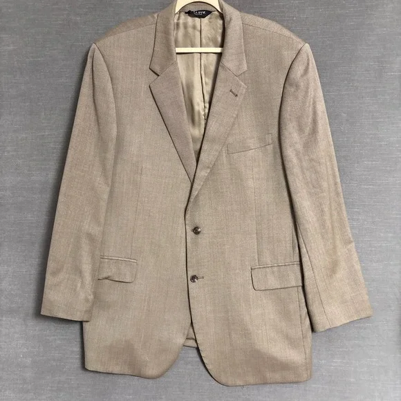 Jos A Bank Sport Coat 48L Tan Wool Birdseye Blazer Jacket Signature Classic